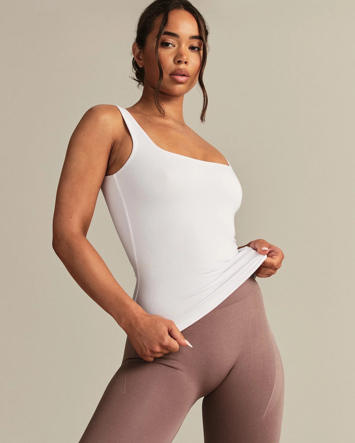 Smooth Contour Midi Square Neck Tank | White - Image 8